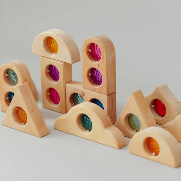 Bauspiel Fairytales Windows blocchi legno 12 pezzi con gemme