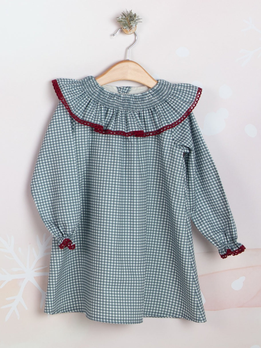 Mebi vestito bambina quadri blu cotone