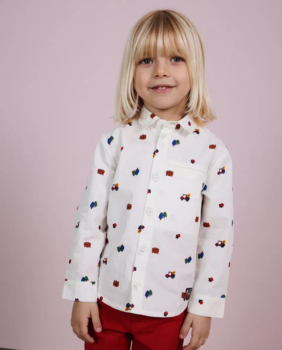 Tuc Tuc Good Wood Camicia Bambino Bianca Stampa