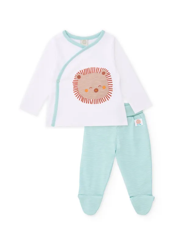 Tuc Tuc completo neonato bimbo bianco leone 2 pezzi