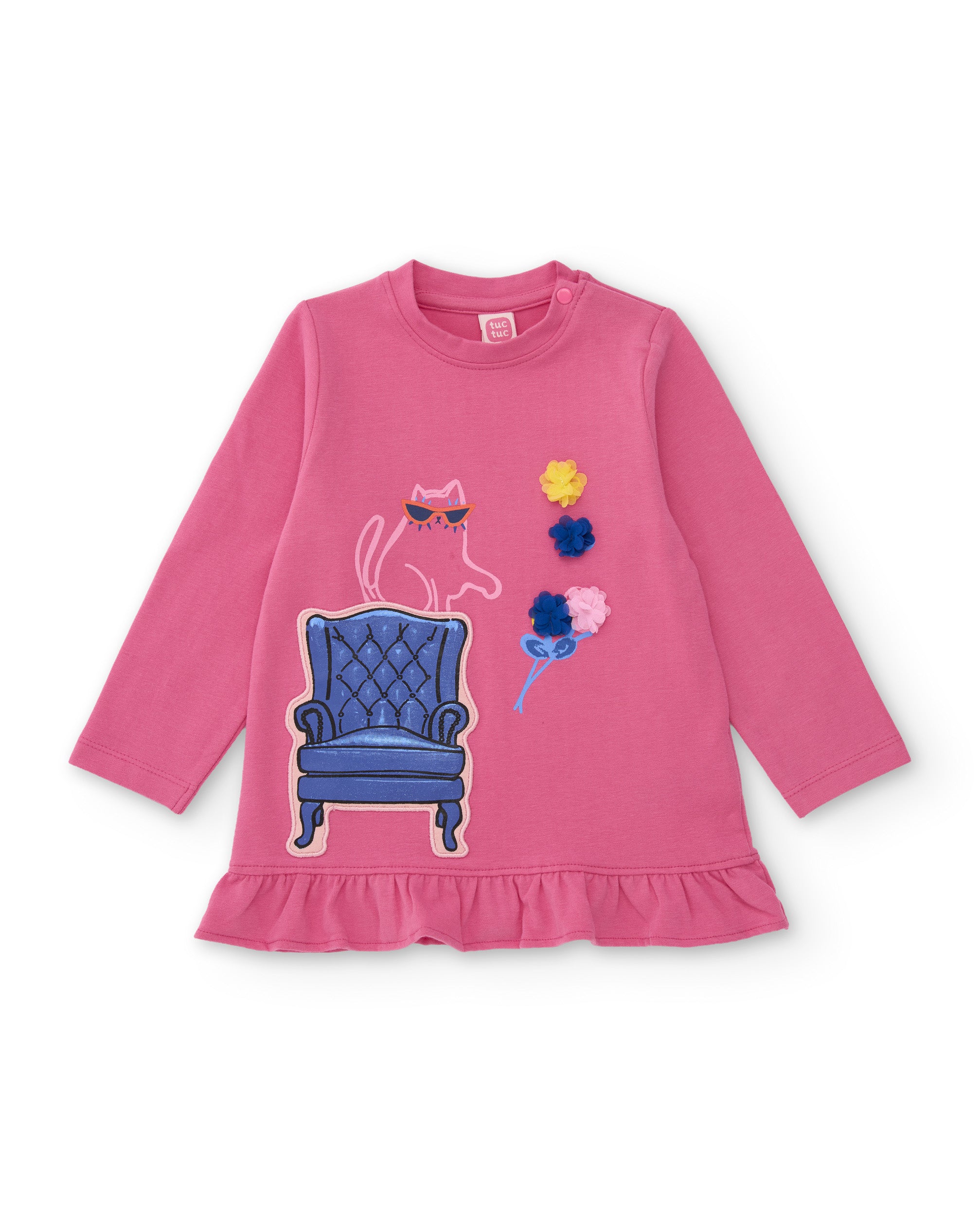 Tuc tuc maglia bimba rosa fiori maniche lunghe
