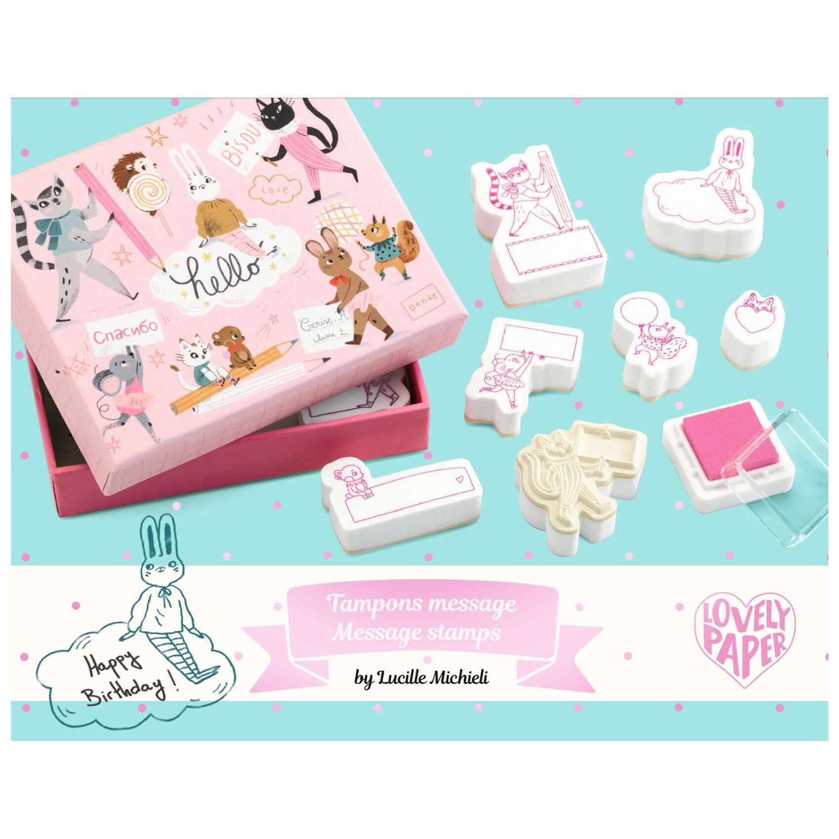 Djeco Stamps Lucille set timbri 8 pezzi