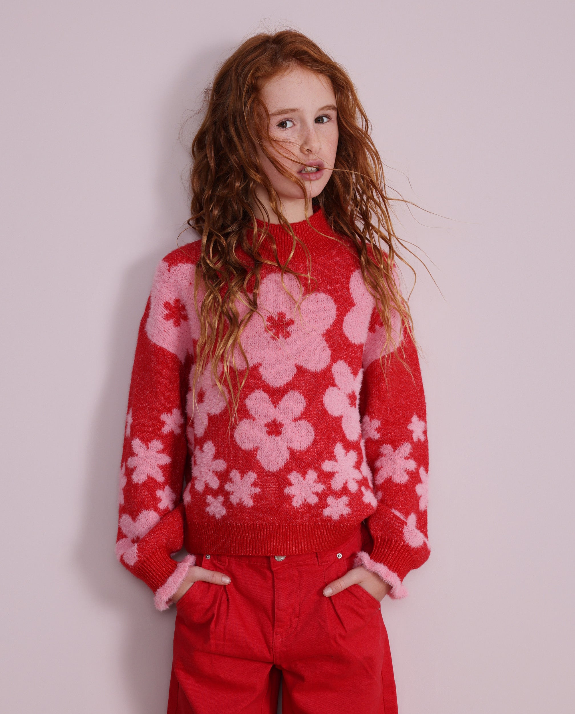 Tuc Tuc Floral Symphony maglione bambina fiori rosso