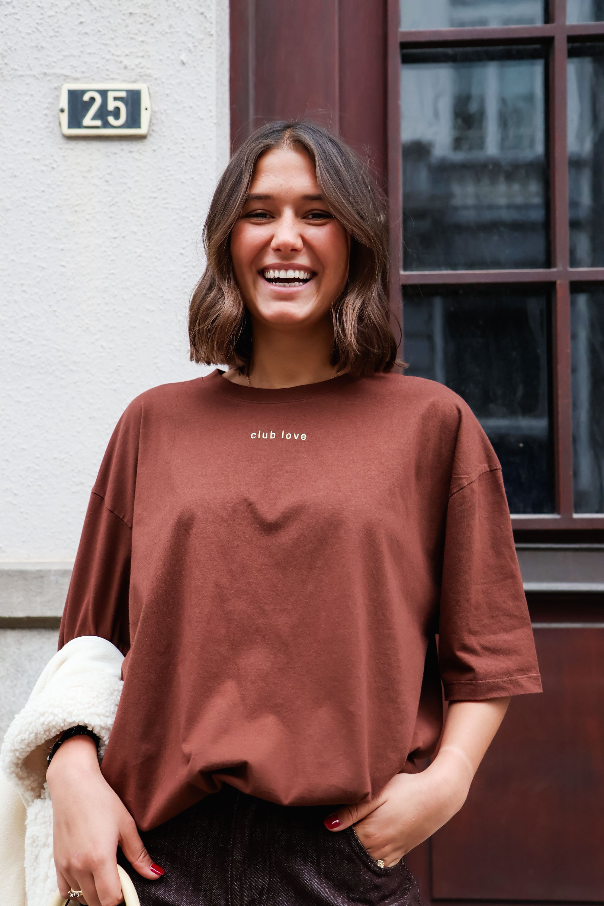 Ella and Rapha Club Love maglietta donna marrone cotone