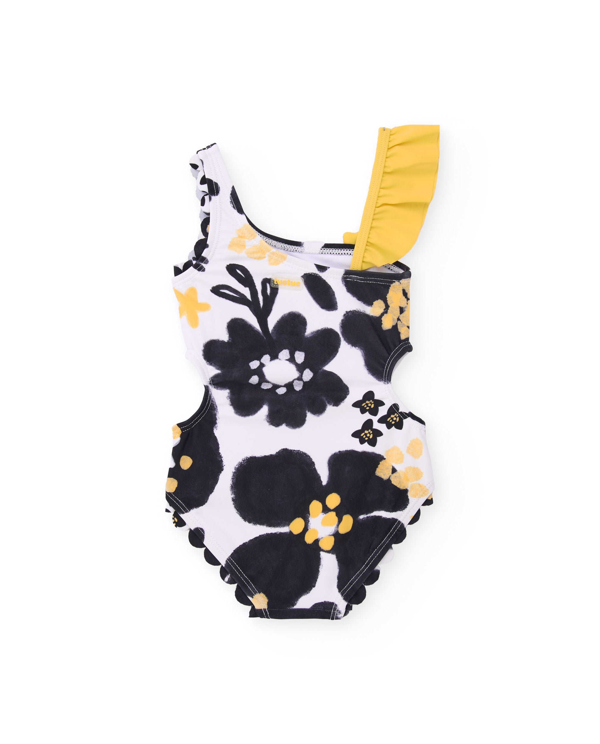 Tuc Tuc costume intero bimba bianco fiori nero