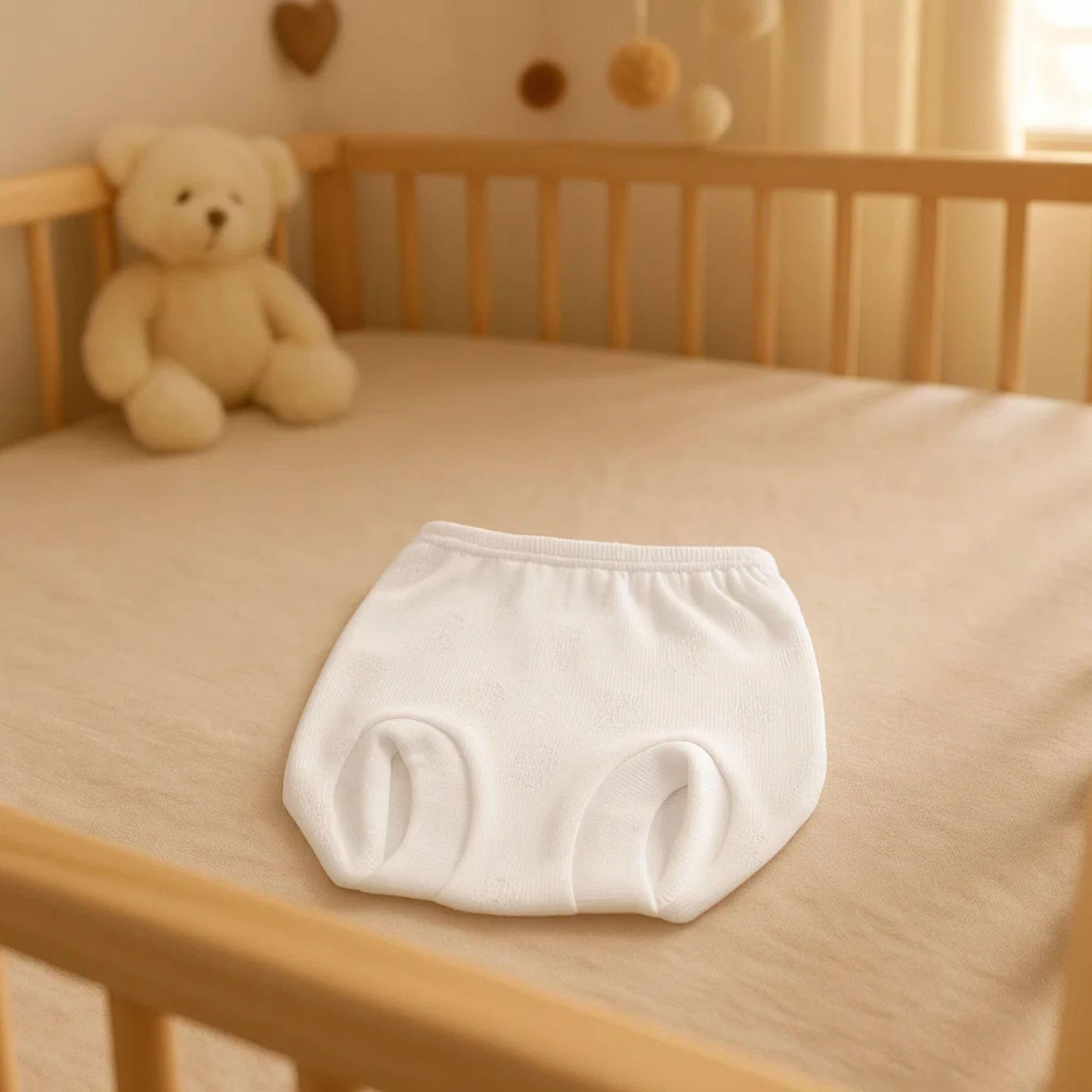 Babidu 3114 Calado Ositos Copripannolino Cotone Neonato bianco