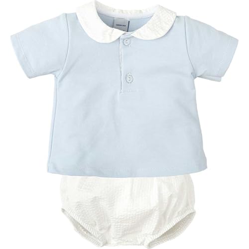 Babidu Set Maglietta Culotte 0-3 Mesi Cotone Azzurro