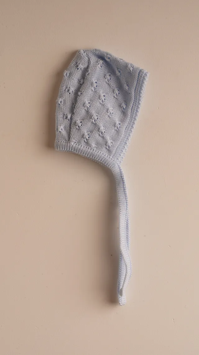 Mebi cuffia neonato maglia azzurro cielo cotone