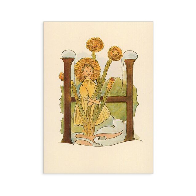 Ottilia Adelborg Alfabeto Fiorito Cartolina Lettera H 10x15