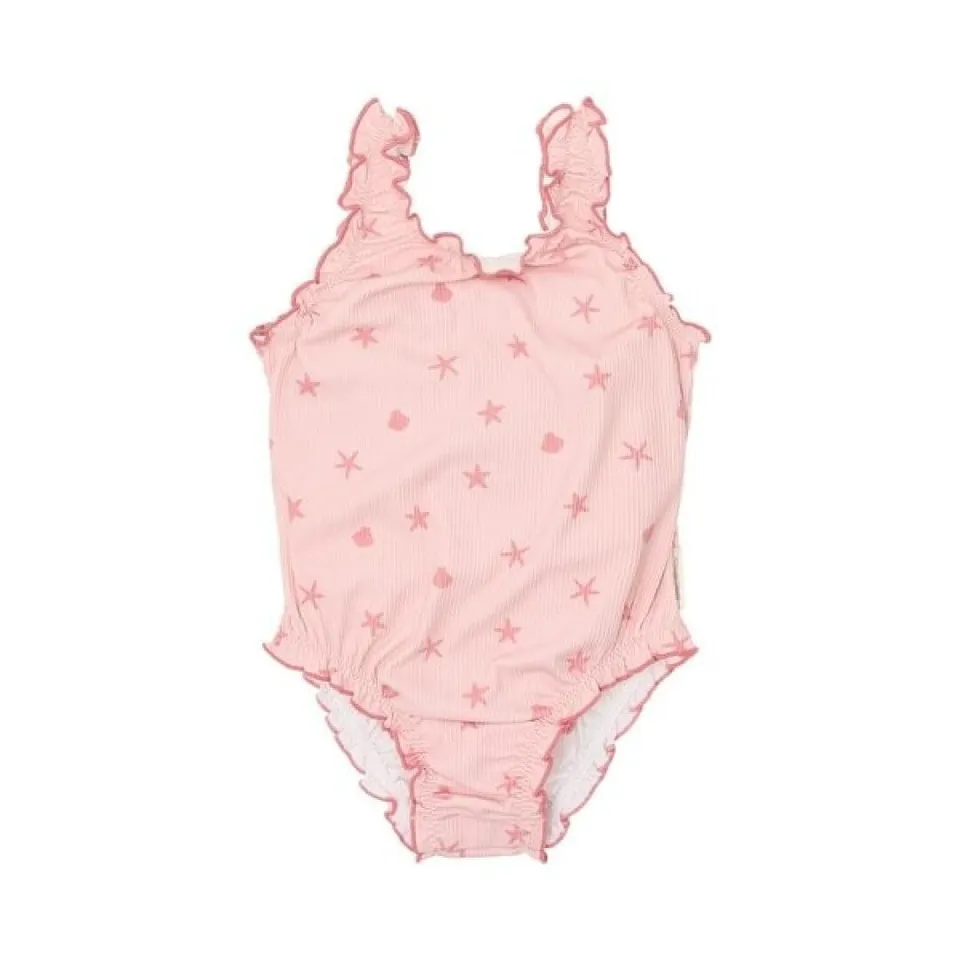 Little Dutch Conchiglie costume intero bimba rosa volant