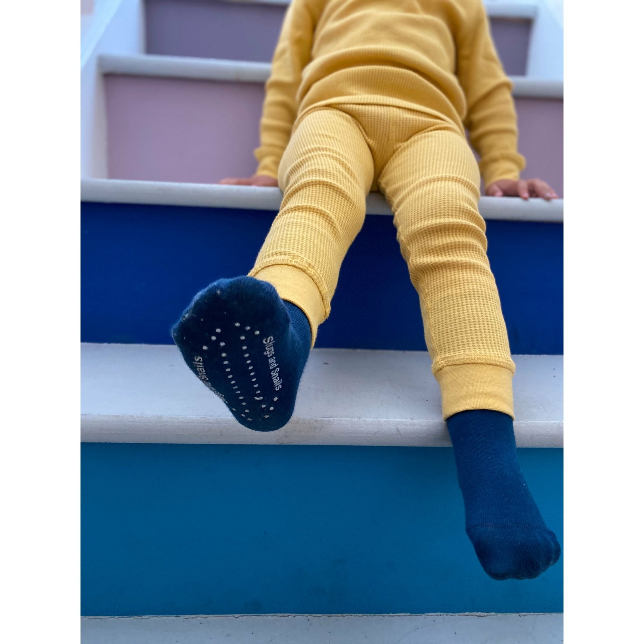 Slugs & Snails Nightsky Blue calze alte bambino cotone bio blu