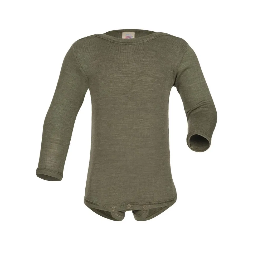 Engel Nature Olive body maniche lunghe lana e seta