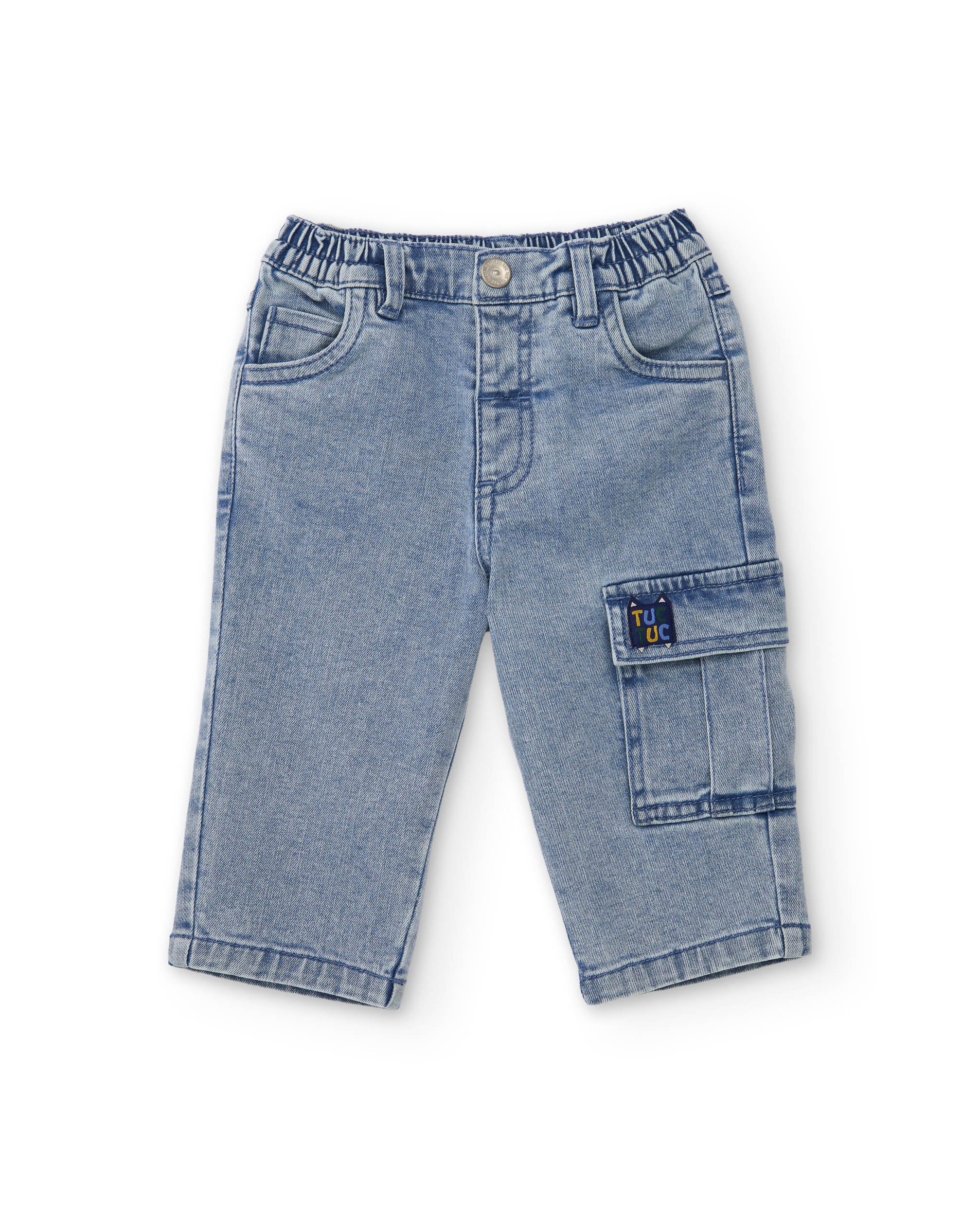 Tuc tuc jeans bambino cargo denim blu vita elasticizzata