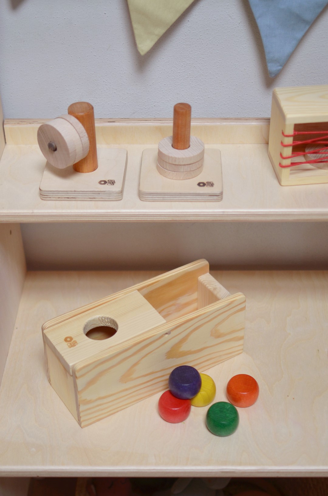 Enrosca Set 2 impilo gioco montessori legno 18 mesi