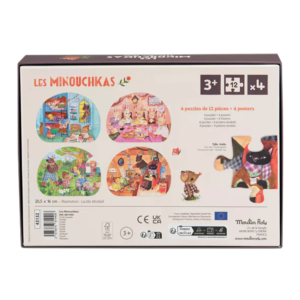 Moulin Roty Les Minouchkas puzzle 4x12 pezzi giornata