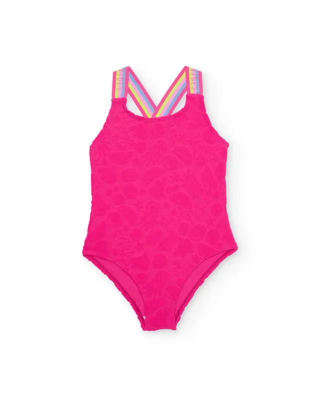Tuc Tuc costume intero bambina fucsia frutta