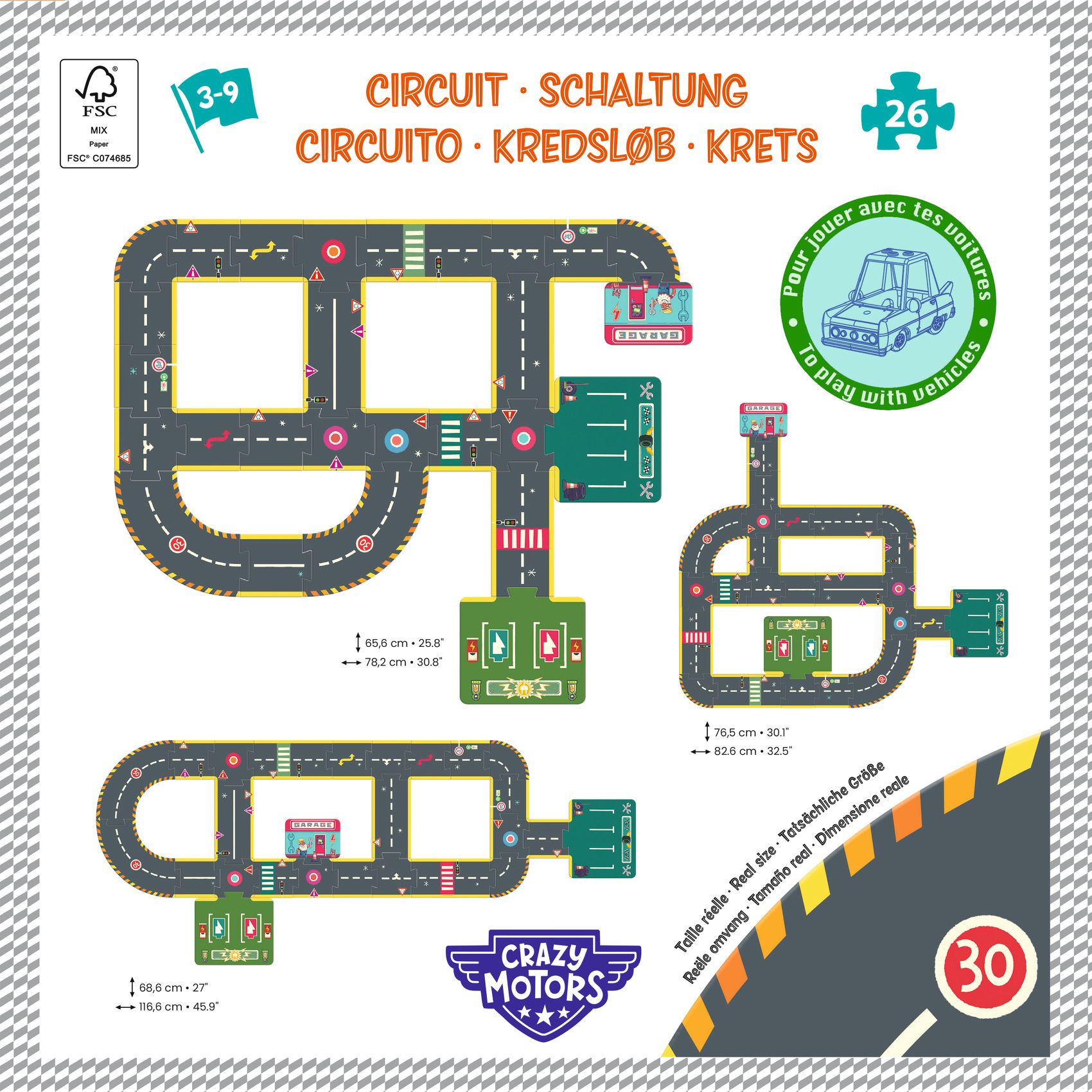 Djeco Crazy Motors Univers puzzle pista 26 pezzi dai 4 anni