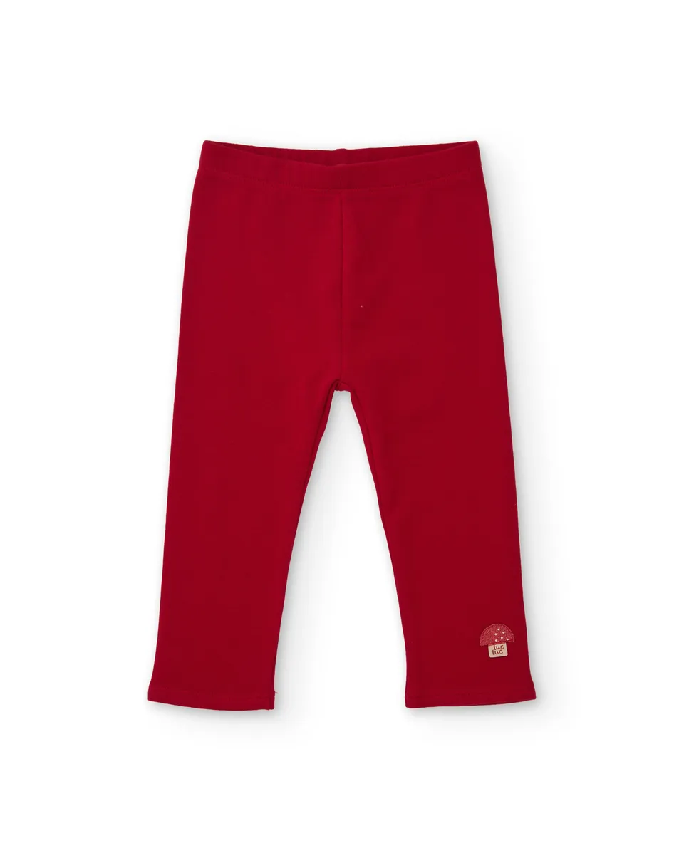 Tuc tuc leggings felpa bambina vita elastica rosso
