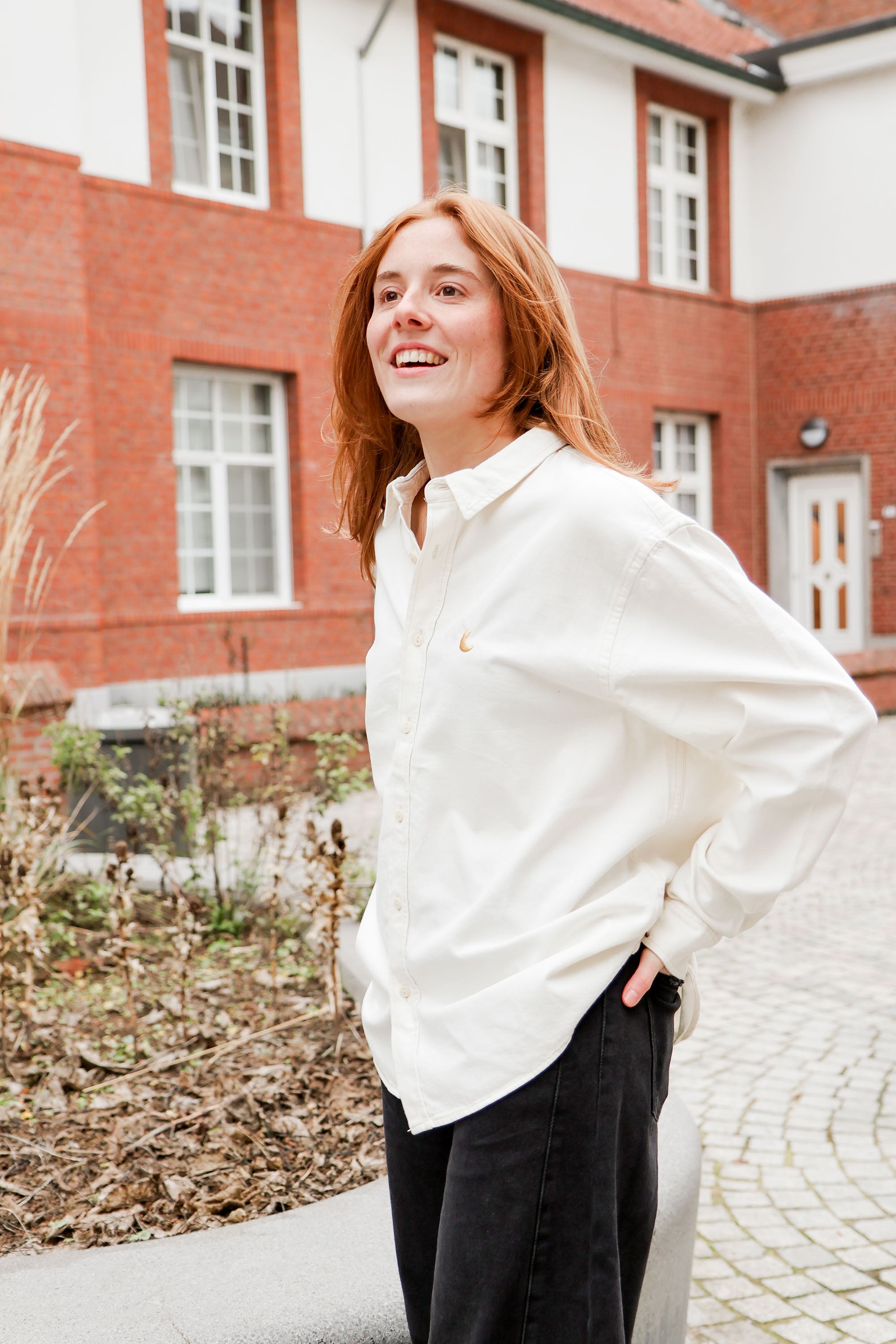 Ella and Rapha Moon camicia worker bianca in cotone