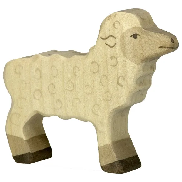 Holztiger Agnello figura in legno dipinta a mano