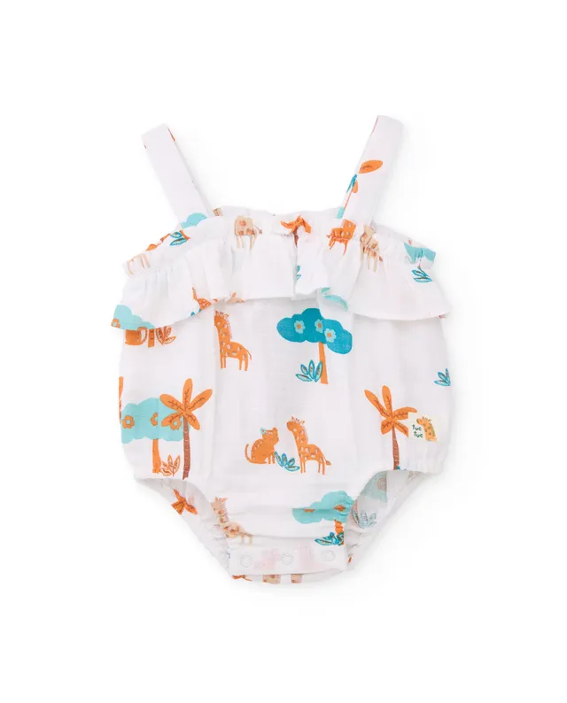 Tuc Tuc pagliaccetto neonata bianco giraffe volant
