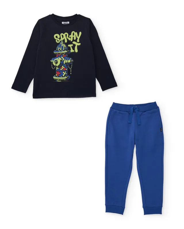 Tuc Tuc Rebel Street completo bambino cotone blu graffiti
