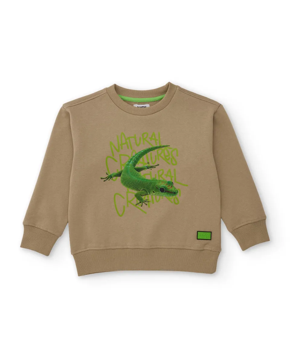 Tuc tuc Shadows Swamp felpa bambino beige stampa geco