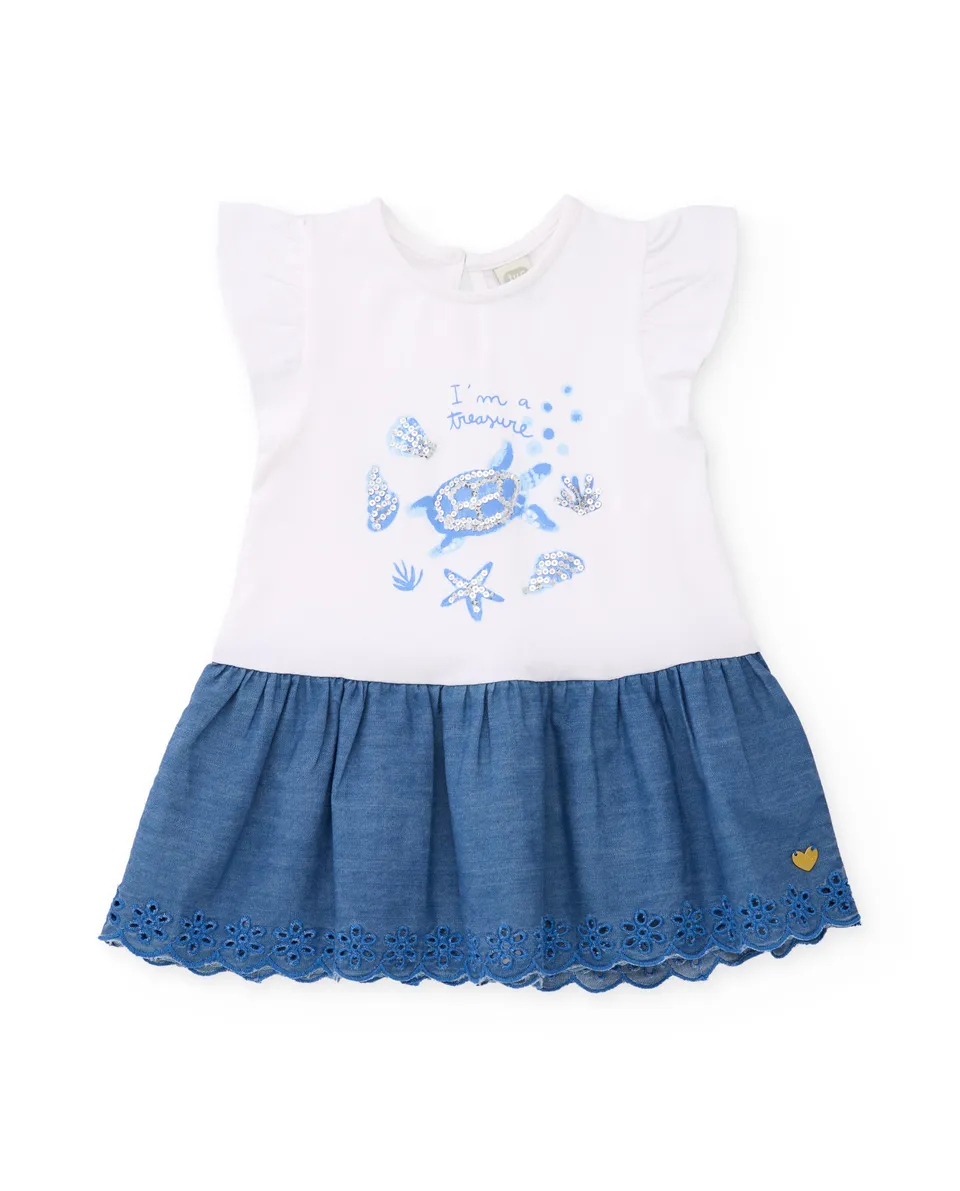 Tuc Tuc vestito bambina bianco marino paillettes