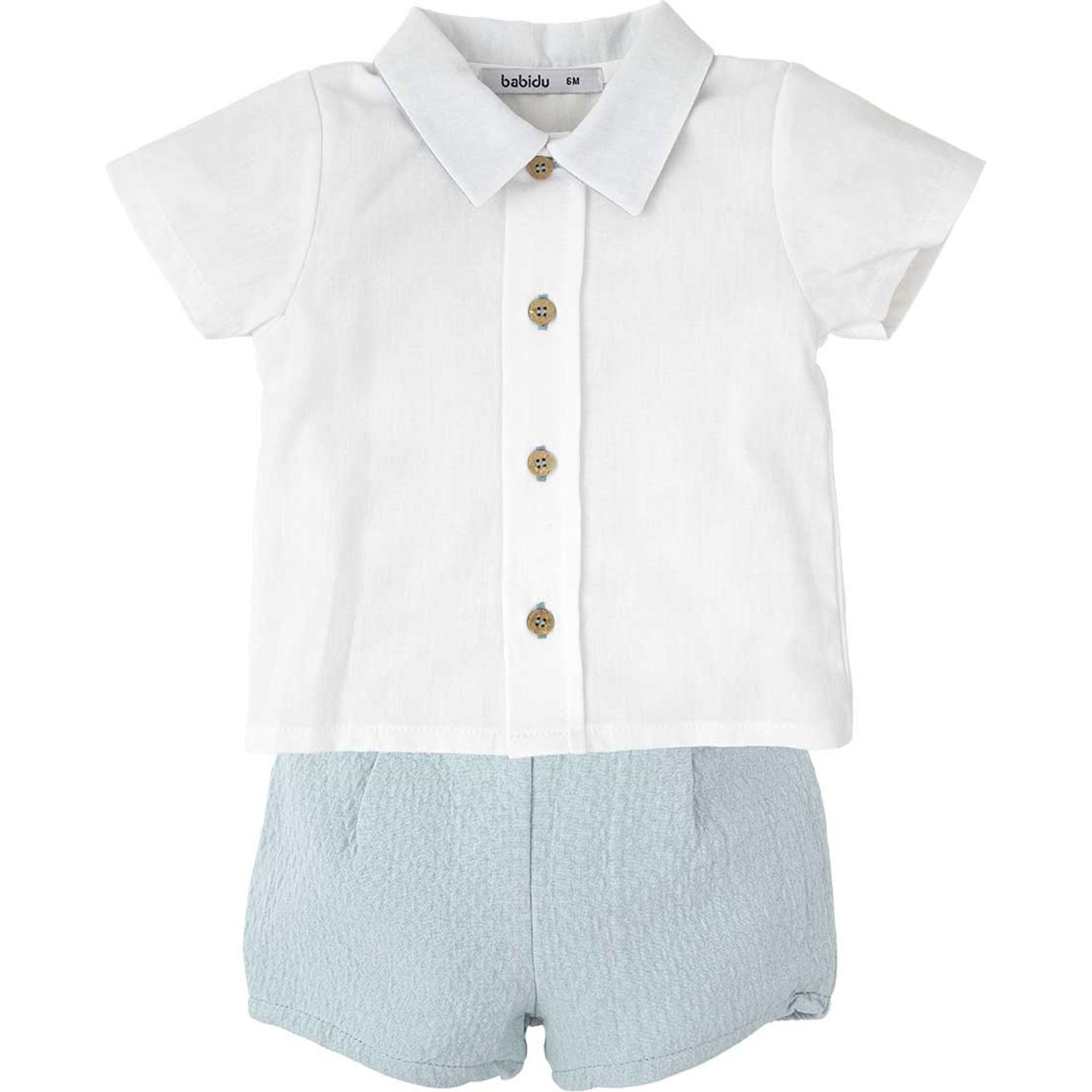 Babidu completino camicia bianca neonato 9 mesi cotone