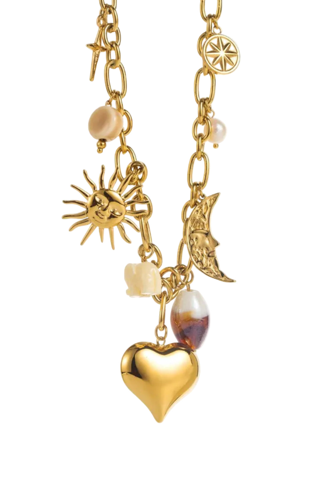Ella and Rapha Charm Lucky Elephant collana oro acciaio