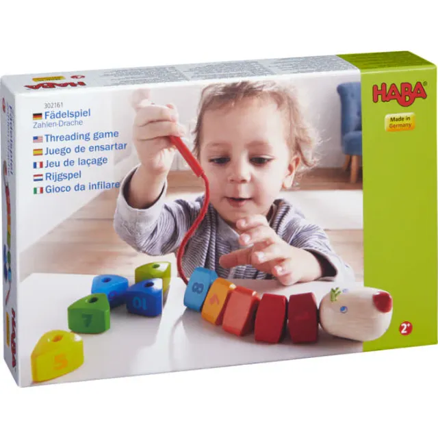 HABA Drago dei Numeri perle da infilare in legno 11 pezzi