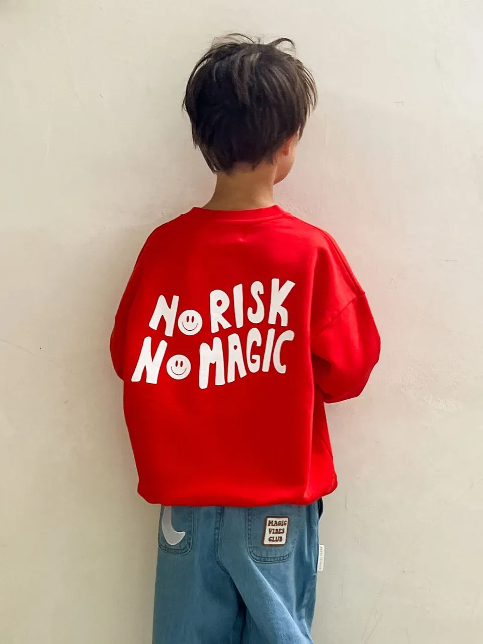 Ella and Rapha No Risk No Magic felpa bimbi rossa larga