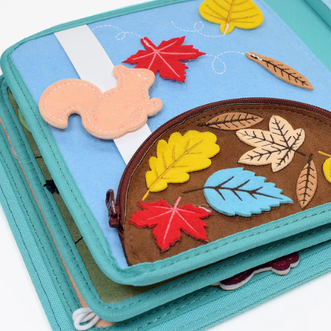 Quiet Book Montessori Foresta libro stoffa volpe 8 pagine