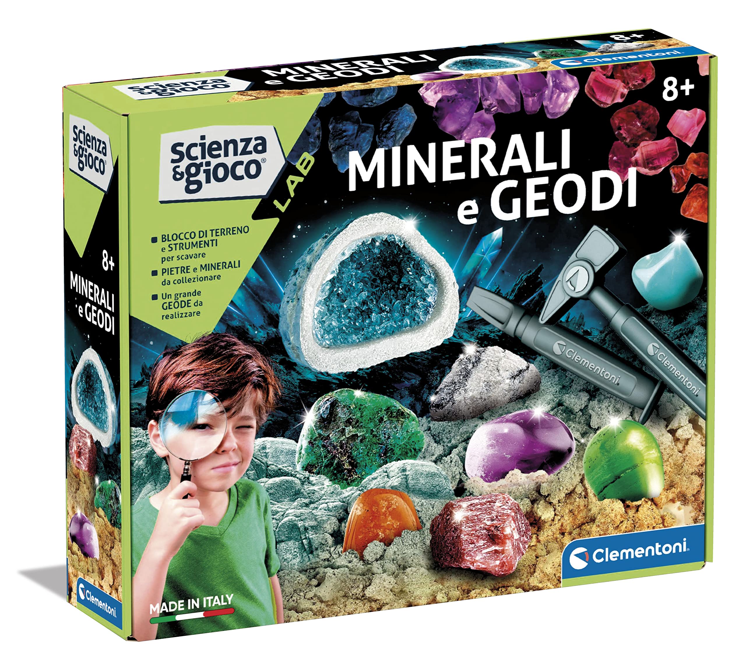 Clementoni Scienza e Gioco Minerali e Geodi Kit Scavo 8 Anni+