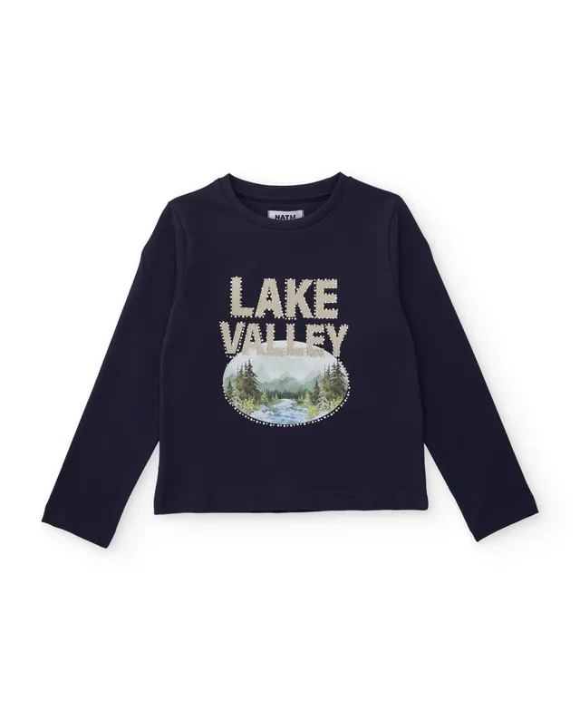 Tuc Tuc Lake House maglia bambina blu stampa paesaggio