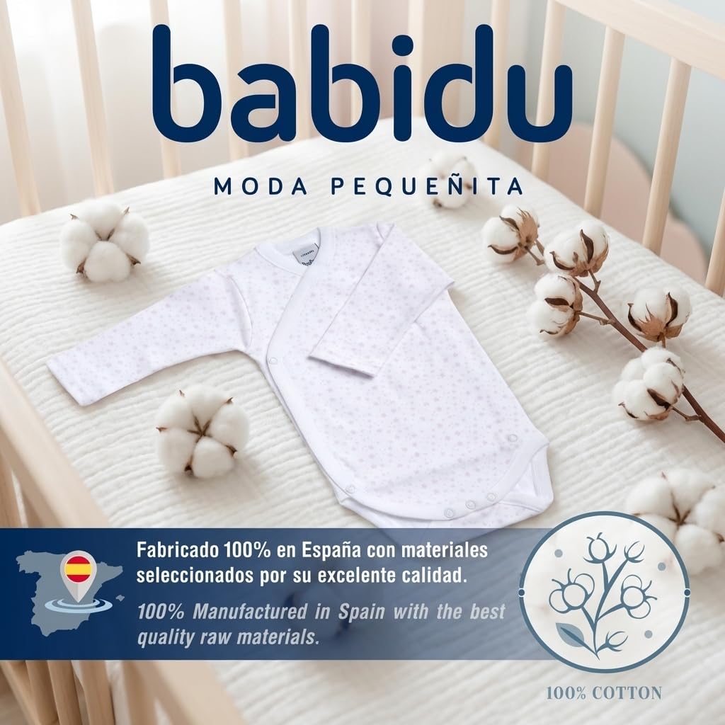 Babidu Body Stelle Maniche Lunghe Cotone Neonato Blu Cielo
