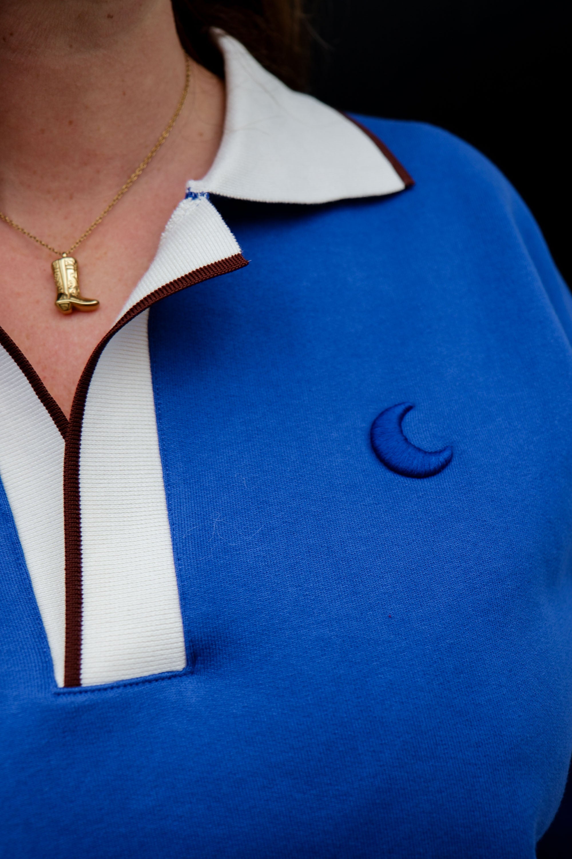 Ella and Rapha Moon felpa polo cotone santorini blue