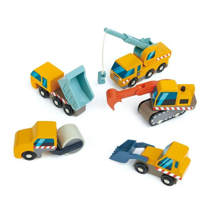 Tender Leaf Mini Set Automezzi Cantiere Legno 5 Pezzi