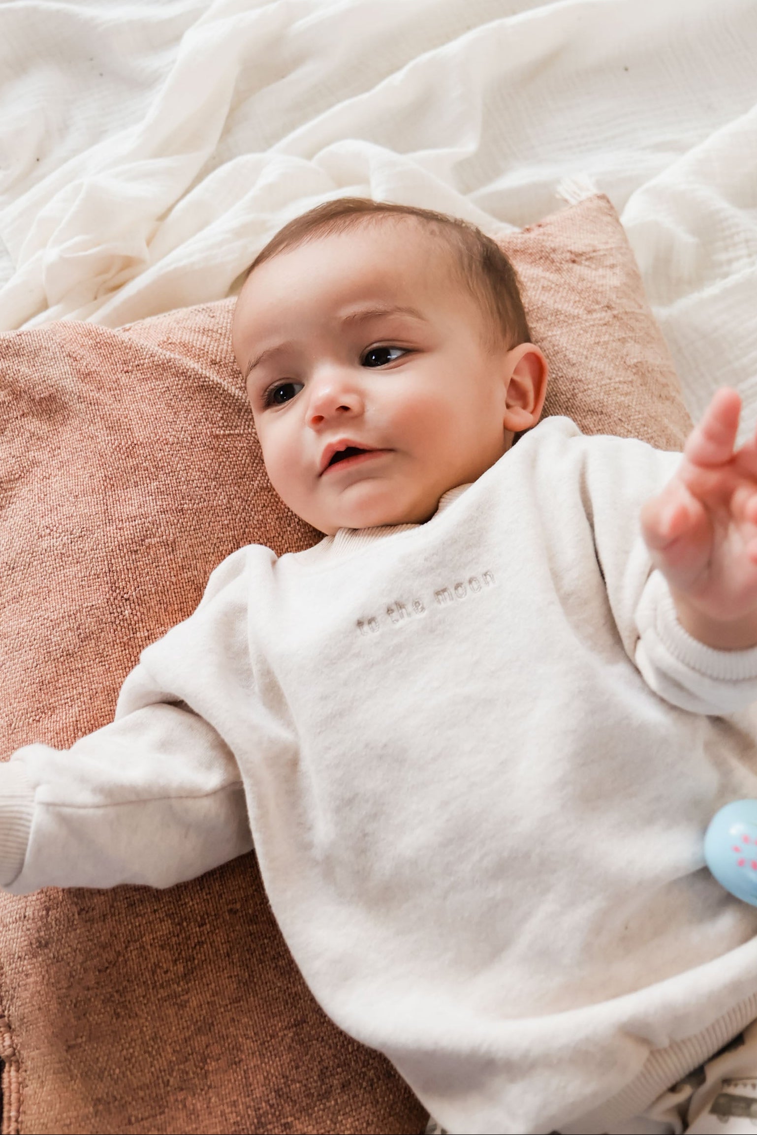 Ella and Rapha To The Moon felpa beige loose fit bimbi