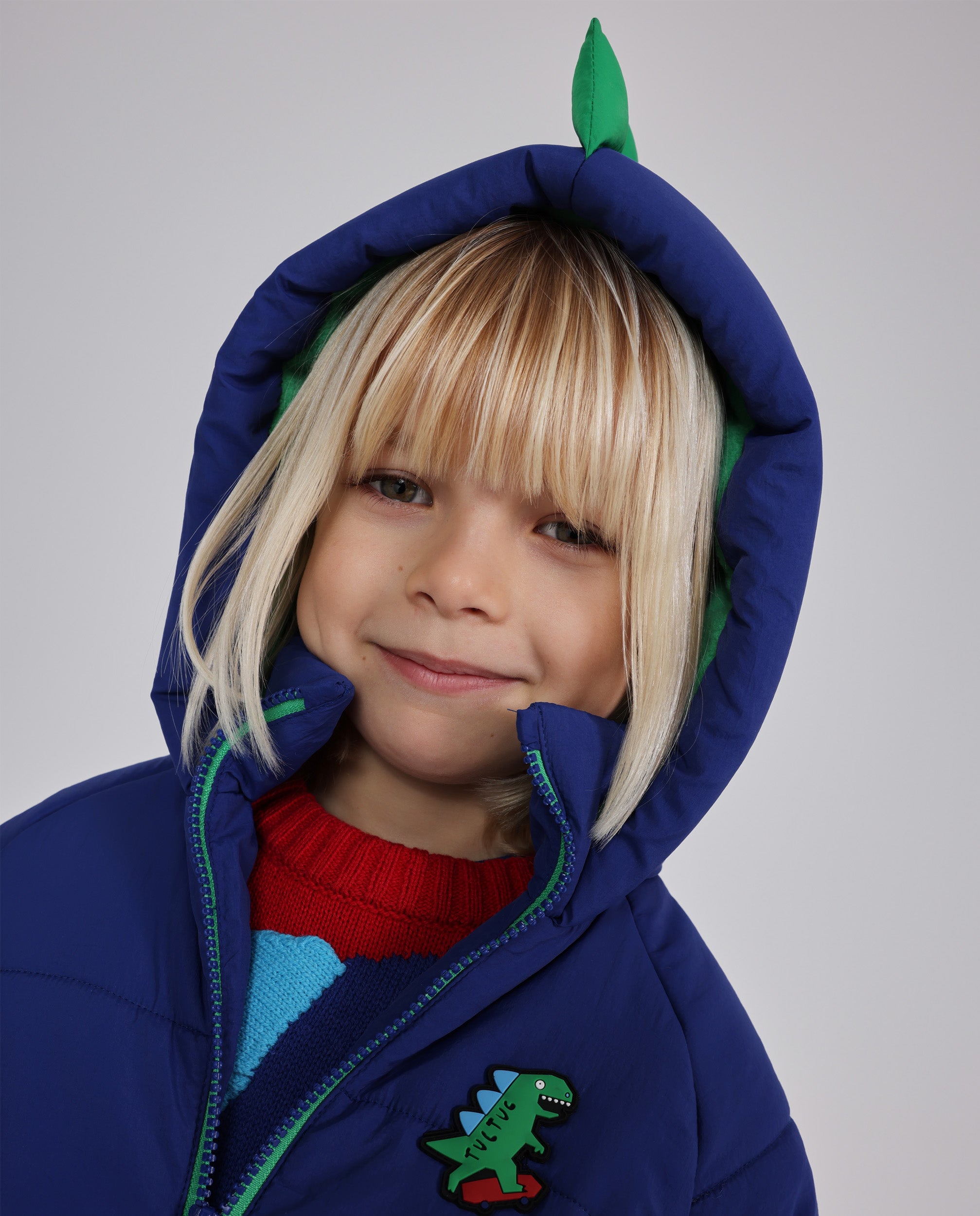 Tuc Tuc piumino bimbo blu con cappuccio dinosauro