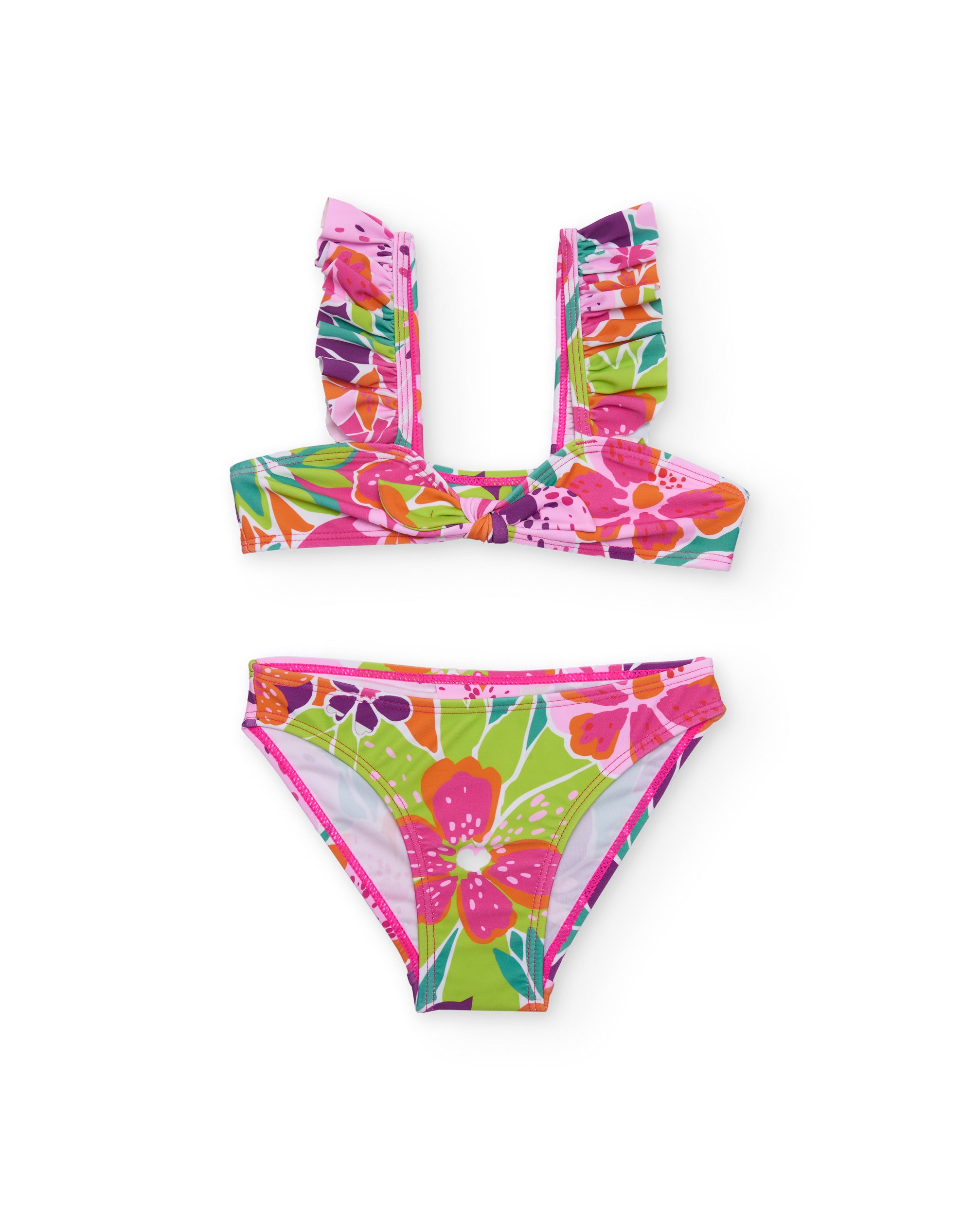 Tuc tuc Bikini bambina maglina rosa fiori 2 pezzi