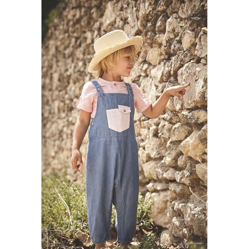 Babidu set t-shirt righe rosa e salopette jeans 24 mesi cotone