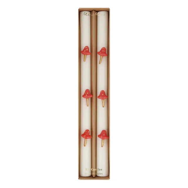 Meri Meri Mushroom candele da tavolo set 2 pezzi rosse