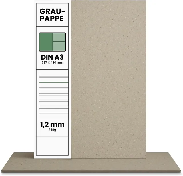 Cartone Pressato Grigio 6 Fogli A3 1,2 mm