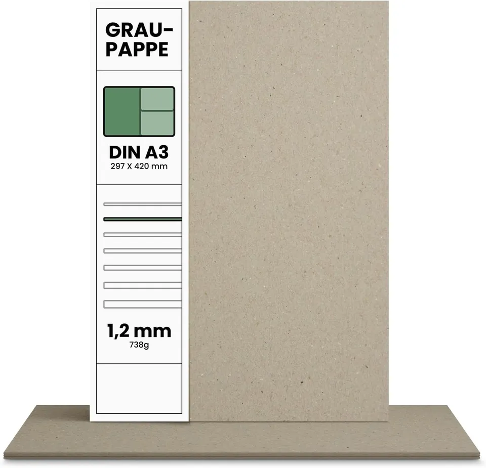 Cartone Pressato Grigio 6 Fogli A3 1,2 mm