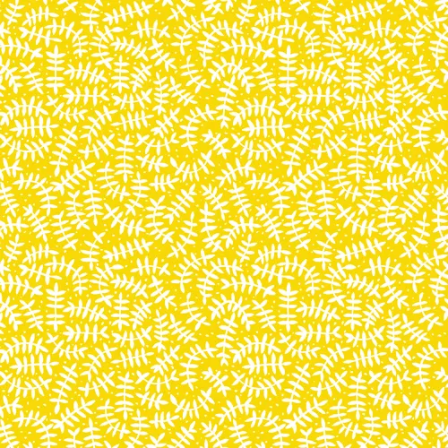 Cloud9 Branches tessuto cotone organico giallo rami bianchi