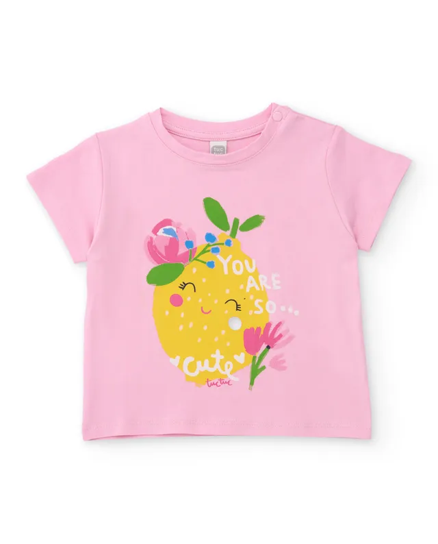 Tuc tuc maglietta bambina rosa jersey stampa limone
