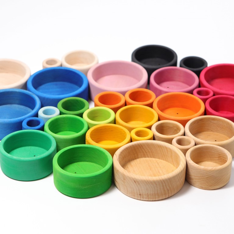 Grimm's Arcobaleno Blu set 5 ciotole legno impilabili