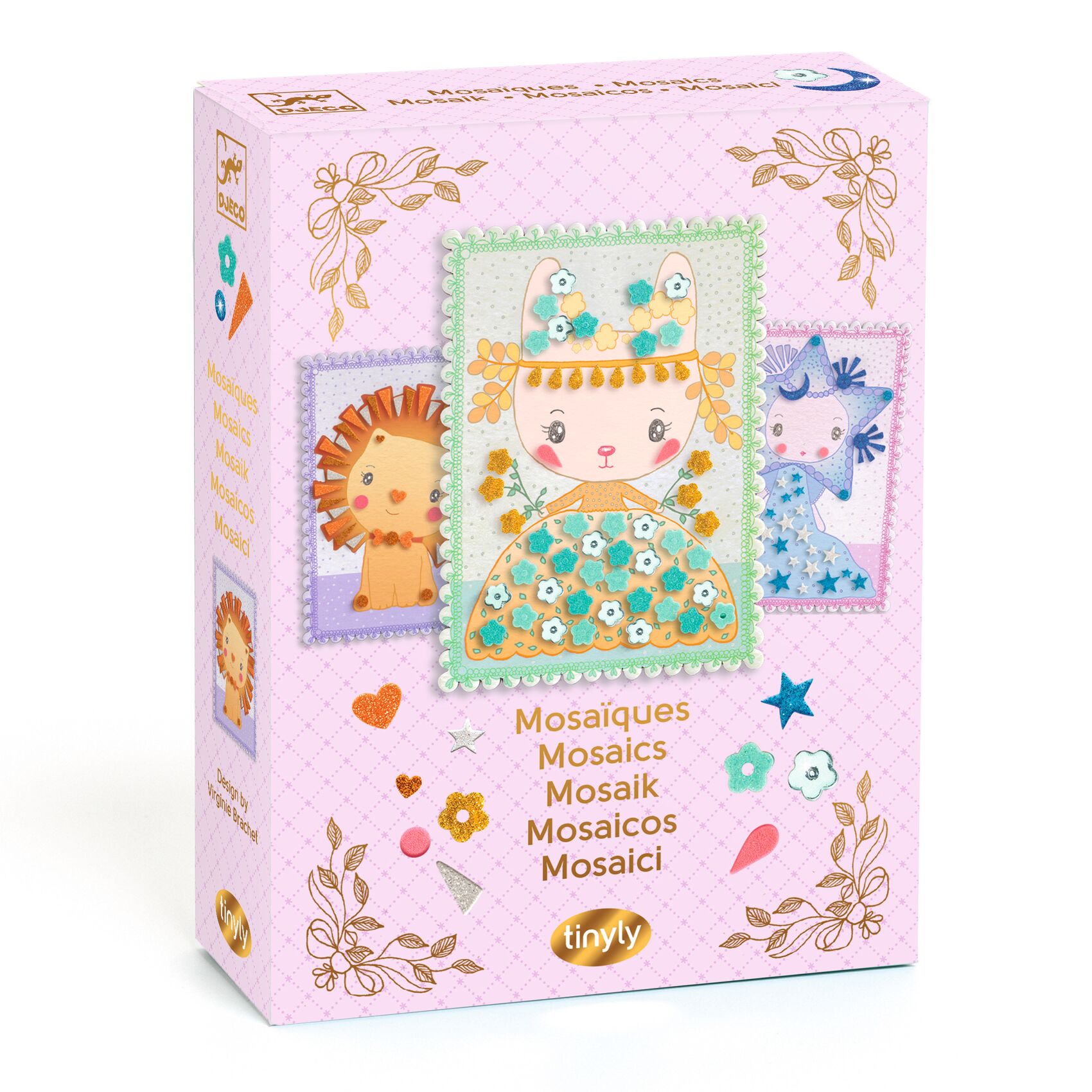 Djeco Tinyly Margo & Co kit mosaici 3 carte glitter