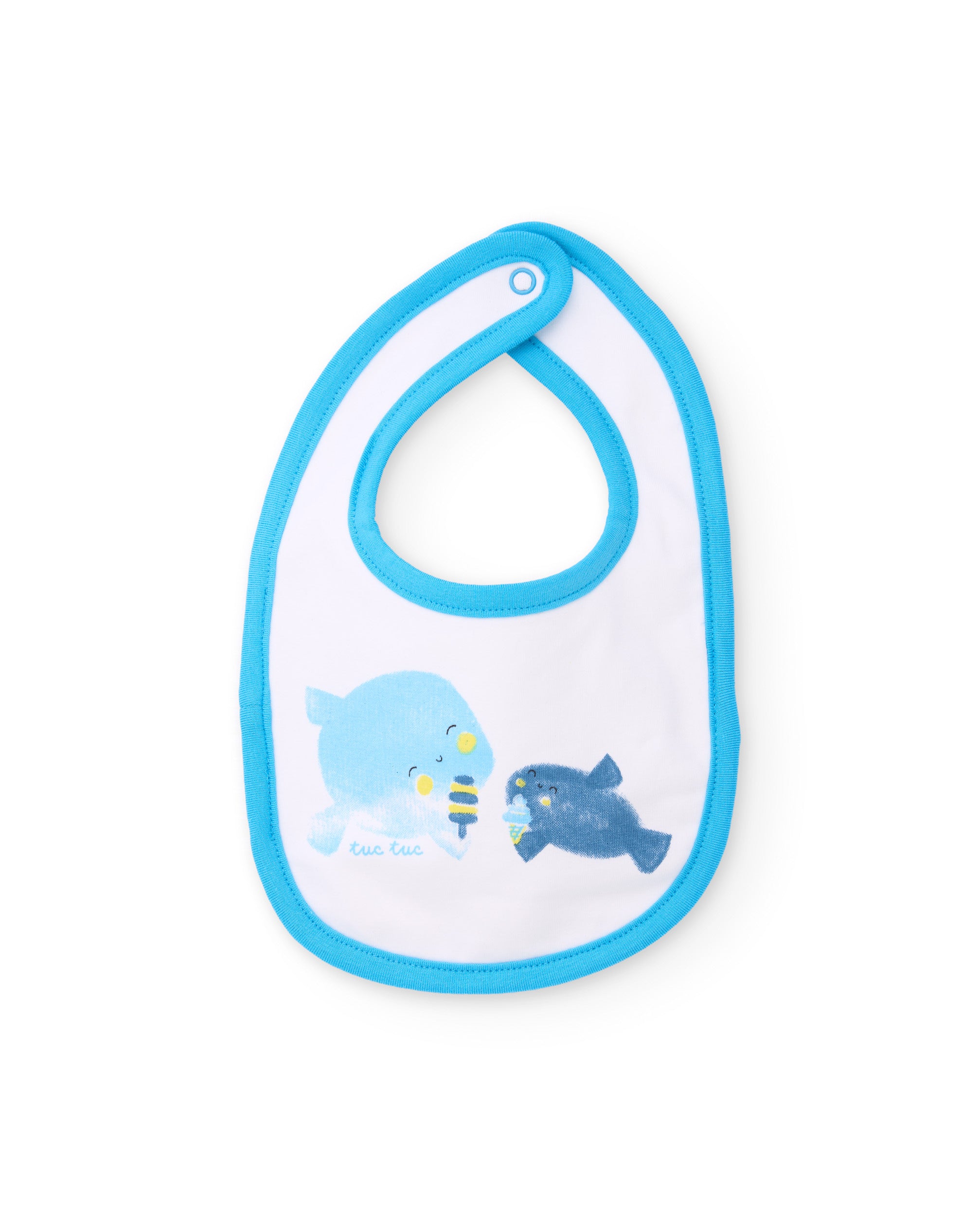 Tuc tuc bavaglino neonato blu cotone pack 2 pezzi push